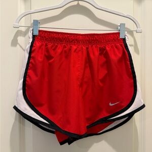 Nike Women’s Red Athletic Shorts with White & Black Trim